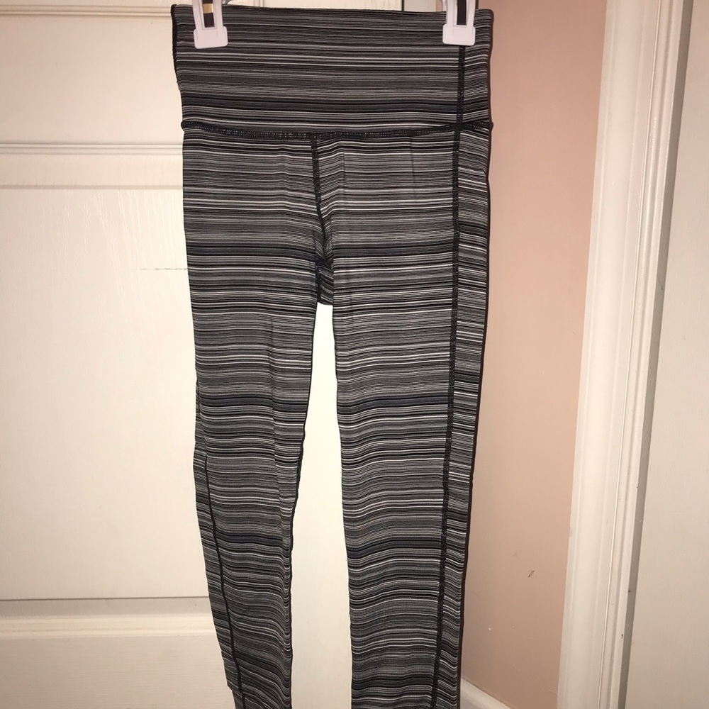 Black and white striped athleta leggings